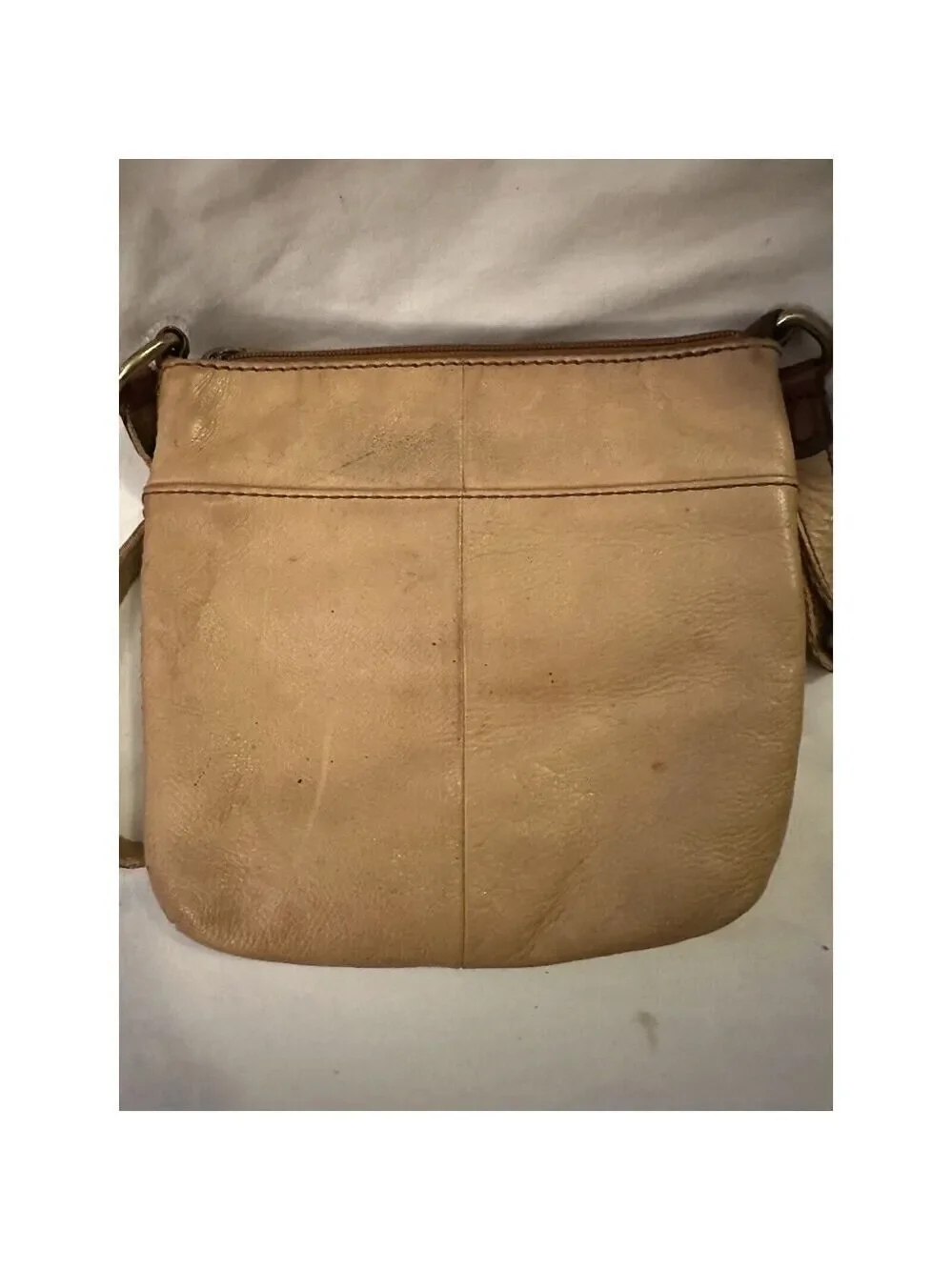 Fossil Authentic Tan Small Crossbody Shoulder Bag Purse Adjustable Strap 8